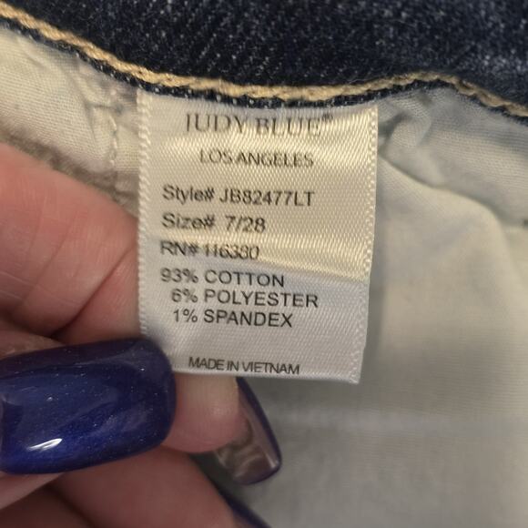 Judy Blue Wide Leg Crop Jeans Womens 7/28 Blue Light Wash Button Fly Bohemian - Picture 4 of 12